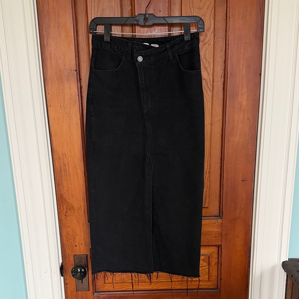 Black Denim Maxi Skirt